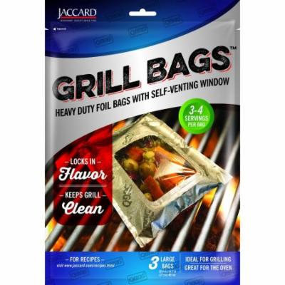 Jaccard Qbag 3-Pack Heavy Duty Foil Grill Oven Large Bags w/ Self-Venting Window