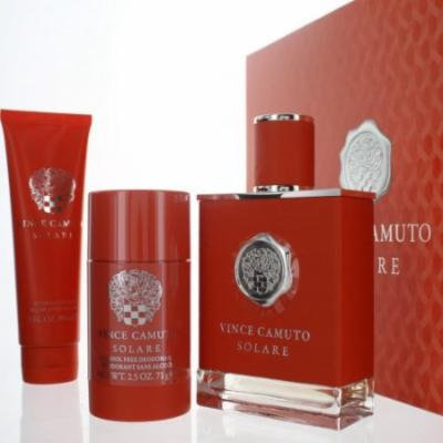 VINCE CAMUTO SOLARE MEN 3 PIECE GIFT SET - 3.4 OZ EAU DE TOILETTE SPRAY by VINCE CAMUTO