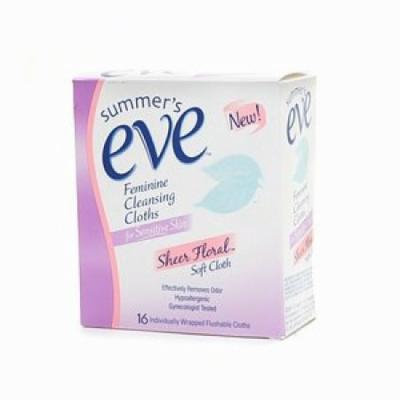 Summer's Eve Sheer Floral Cloths, Sensitive Skin 16-Count (Pack of 3)