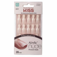 Kiss Salon Acrylic Nude French Nails - Breathtaking 28-Count (Pack of 4)