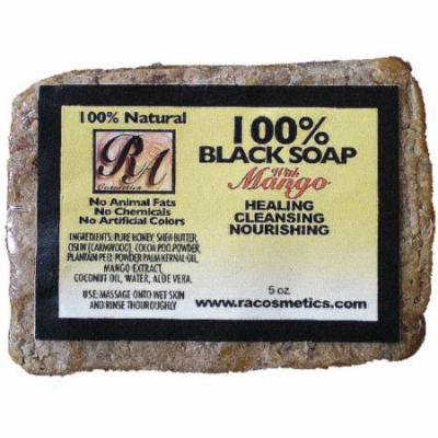 RA Cosmetics 100% African Black Soap - Mango 5 oz. (Pack of 6)