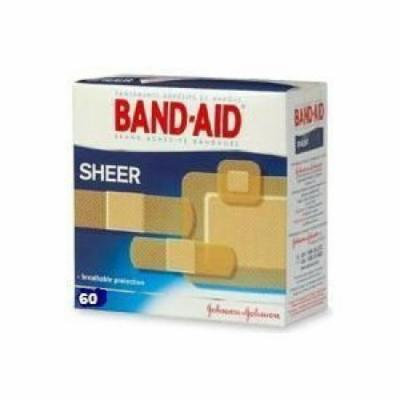 Johnson & Johnson Band-Aid Sheer Adhesive Bandages Assorted 60-Count (Pack of 6)