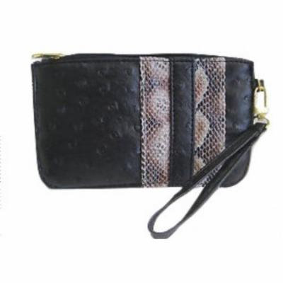 Tarte Black Beige Wristlet Makeup Cosmetic Bag