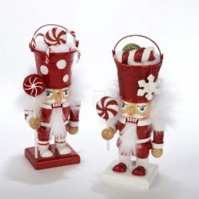 Holly Wood Candy Bucket Head Nutcracker Set Of 2