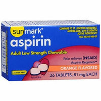 Sunmark Aspirin Adult Low Strength 81 mg Chewable Tablets Orange - 36 ct