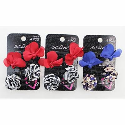 Scunci 3827803a048 No Slip Grip® Bowtie Snap Clips Assorted Colors 4 Count (Pack of 3)