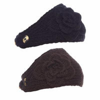 Greatlookz Polar Primrose Knit Winter Headband with Sequin Flower