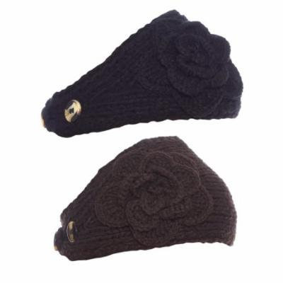 Greatlookz Polar Primrose Knit Winter Headband with Sequin Flower
