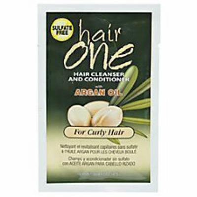 Hair One Argan Oil Hair Cleanser Conditioner For Curly Hair .608 oz. Packettes (Pack of 2)