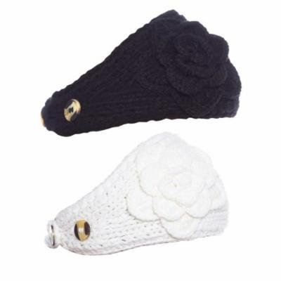 Greatlookz Polar Primrose Knit Headband with Sequin Flower for Girls