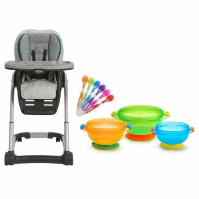 Graco Blossom 4-in-1 Seating System with Infant Spoons & Feeding Bowl, Sapphire