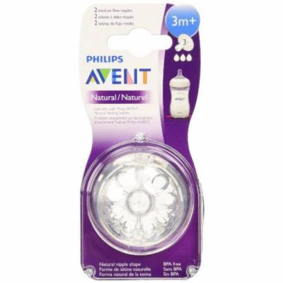Philips Avent BPA Free Natural Medium Flow Nipples, 3 month+, 2 Count
