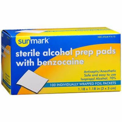 Sunmark Sterile Alcohol Prep Pads, with Benzocaine - 100 pads