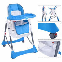 Portable Baby High Chair Infant Toddler Feeding Booster Folding Highchair Blue