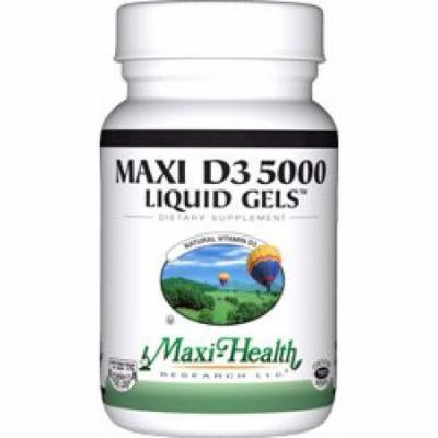 Maxi Health D3 5000mg Liquid Gels - Natural Vitamin D3 - Nutrition Supplement - 90 Capsules - Kosher
