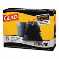 Tilex 70313 Drawstring Large Trash Bags, 30 x 33, 30gal, 1.1mil, Black, 90/Carton