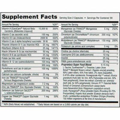 Maxi Health Two Complete - Multivitamins and Minerals - Full Potency - 180 Capsules - Kosher