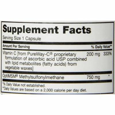 Maxi Health MSM Pureway Vitamin C Complex - Allergy, Joint & Detox Formula - 60 Capsules - Kosher