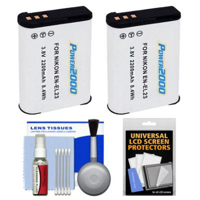 Power2000 EN-EL23 Rechargeable Batteries (2x) with Accessory Kit for Nikon Coolpix P600 Digital Camera