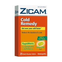 Zicam Cold Remedy RapidMelts with Vitamin C & Echinacea Tablets, Lemon-Lime, 25-Count Box