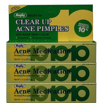 Rugby Benzoyl Peroxide 10% Generic for Oxy-10 Balance Acne Medication Gel 1.5oz 3 Pack, 3 Count