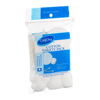 CareOne Cotton Variety Pack - 30 Cotton Swabs/10 Cotton Rounds/10 Triple Size Cotton Balls
