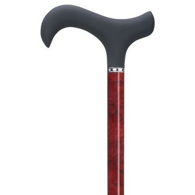 Harvy Ladies Soft Touch Derby Cane Red Burlwood Carbon Fiber -Affordable Gift! Item #DHAR-9075455