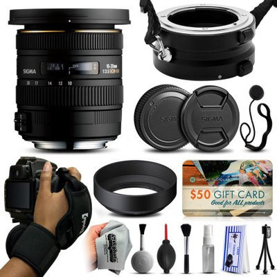 47th Street Photo Sigma 10-20mm F3.5 EX DC HSM Lens for Canon (202101) with Exclusive Dual Lens Holder/Flipper + Wrist Strap + Cap Keeper + Deluxe Lens Cleaning Kit + $50 Gift Card for Prints