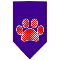 Ahi Red Swiss Dot Paw Screen Print Bandana Purple Large