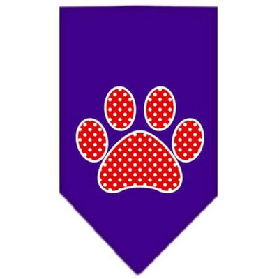 Ahi Red Swiss Dot Paw Screen Print Bandana Purple Large
