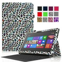 Fintie Folio Leather Case Cover for Microsoft Surface RT / Surface 2 10.6 inch Tablet, Leopard Rainbow
