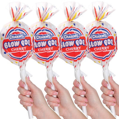 Diversified Licensing (Set/4) Charms Giant Blow Pop Containers w/ 8 Assorted Hard Candy Lollipops