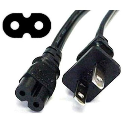 Unknown 6ft Black Compatible Kawasaki KS-15C Figure 8 Shape AC Power Cord cable AKA: 2-Prong Rounded, Dog Bone