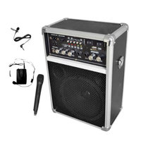 Pyle Dual Channel 400 Watt Wireless PA System W/USB/SD/MP3, 2 VHF Wireless Microphones (1 Lavalier, 1 Handheld)