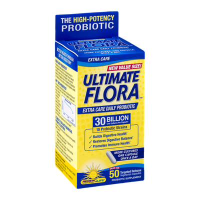 Ultimate Flora Extra Care Daily Probiotic Targeted Release Vegetarian Capsules - 50 CT