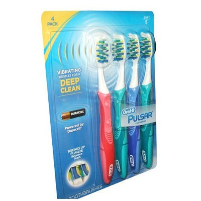 Oral-B Pulsar Vibrating Bristles, Soft 4 Pack (Pack of 4 , Colors Vary)