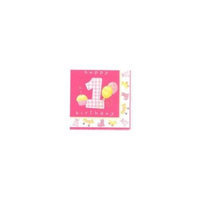 Party Destination Girl's Little 1 Birthday Lunch Napkins - Count (6)