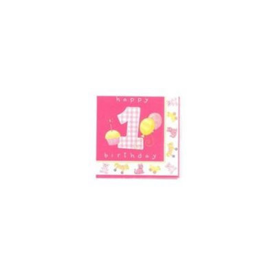 Party Destination Girl's Little 1 Birthday Lunch Napkins - Count (6)