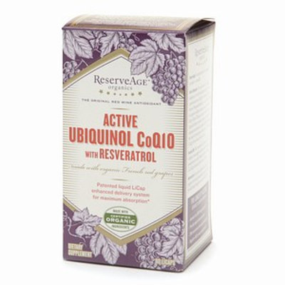 ReserveAge Organics Active Ubiquinol CoQ10 with Resveratrol LiCaps