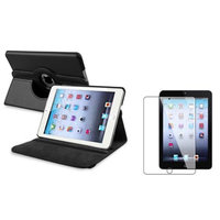 Insten iPad Mini 3/2/1 Case, by INSTEN Black Case Rotating Leather Case Cover+2pcs Protector for Apple iPad Mini 1 2 3