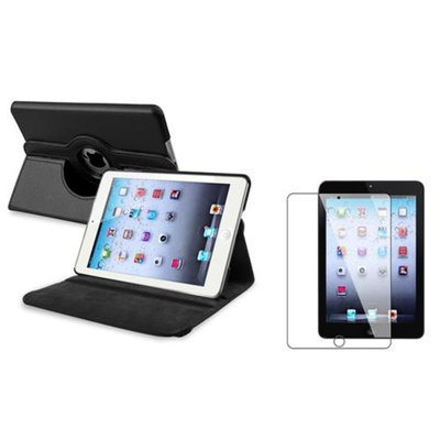 Insten iPad Mini 3/2/1 Case, by INSTEN Black Case Rotating Leather Case Cover+2pcs Protector for Apple iPad Mini 1 2 3