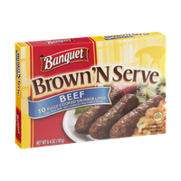 Banquet Brown 'N Serve Fully Cooked Beef Sausage Links - 10 CT