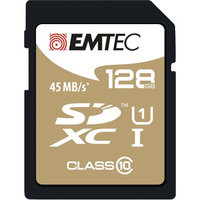 Dexxxon Digital Storage Emtec - 128GB Sdxc Class 10 Memory Card - Black/gold
