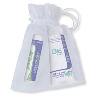 Rocky Mountain Sunscreen Rocky Mountain White Organza Gift Bag with 1 Lip Balm Kiwi SPF 30 ( 4.9 grams) and 1 Tube Sunscreen SPF 30 (1-Ounce), 25-Count Organza Bags