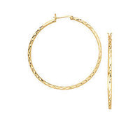 Belk Silverworks 24kt Over Fine Silver-Plated 35-mm. Round Diamond Cut Hoop Earrings