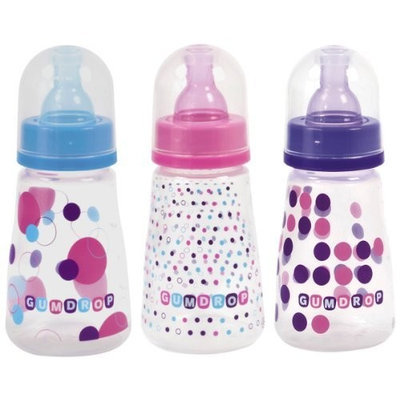 The First Years 3 Pack Gumdrop Slim Neck Bottle, Pink/Purple, 8 Ounce (Discontinued by Manufacturer)