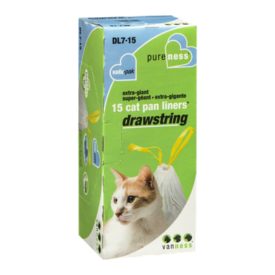 Van Ness Extra-Giant Drawstring Cat Pan Liners Val-Pak - 15 CT