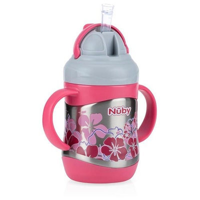 Nuby™ Active Sipeez™ 2 Handle No-Spill Stainless Steel 360 Degree Flip-it Clik-it - Pink