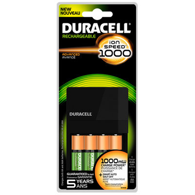Duracell Value Charger, 4 Pre-Charged Rechargeable AA NiMH Batteries