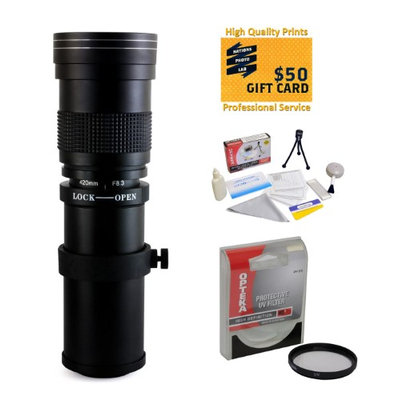 Opteka 420-800mm f/8.3 HD Telephoto Zoom Lens with UV Filter for Sony Alpha A99, A77, A65, A58, A57, A55, A37, A35, A33, A900, A700, A580, A560, A550, A390, A38